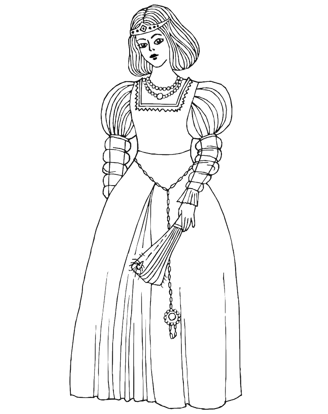 Средневековая дама раскраска