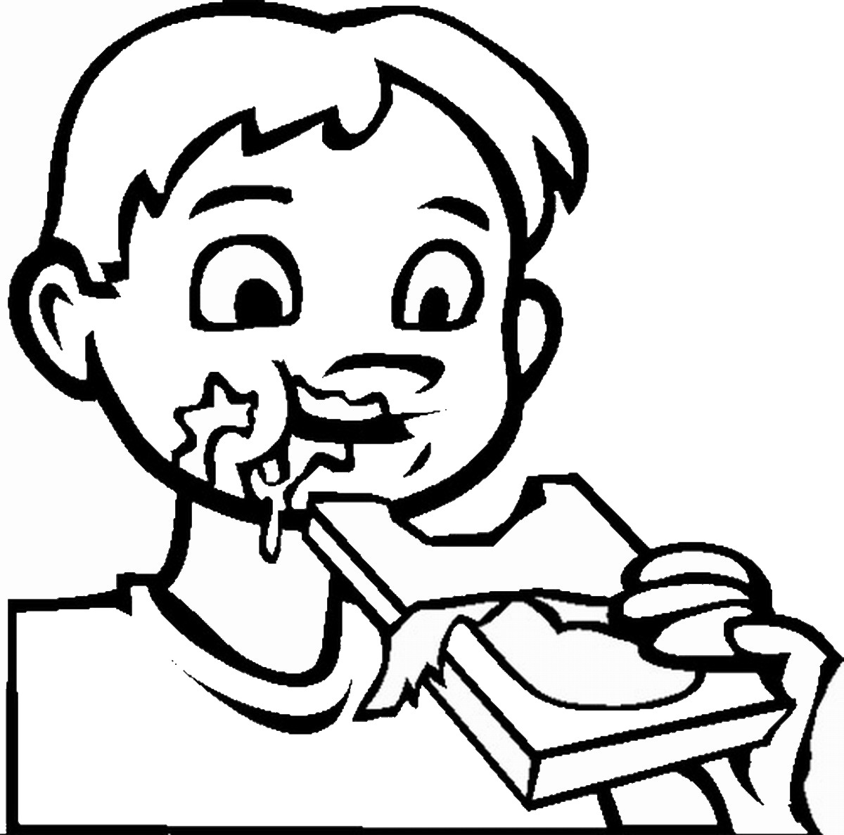 Ребенок ест раскраска для детей
