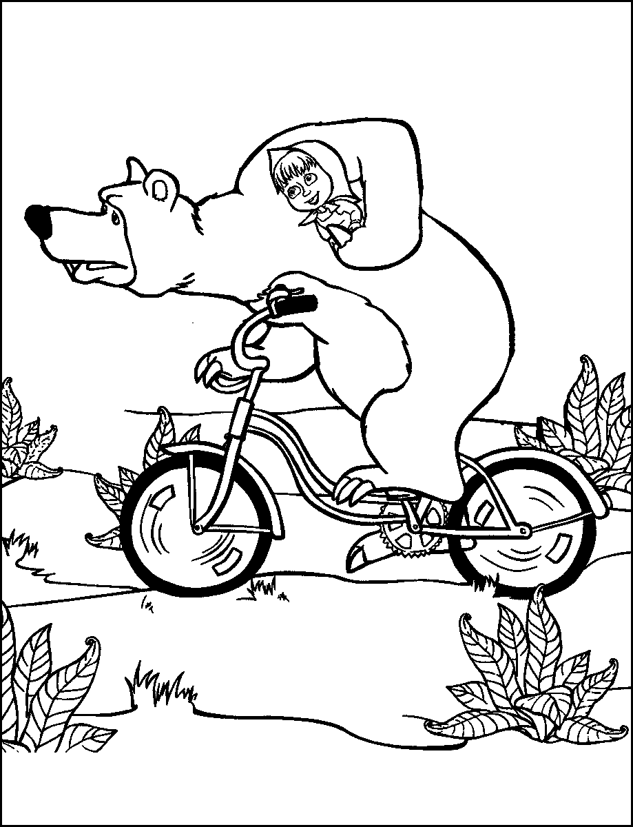 Masha And Bear Printable Coloring Page